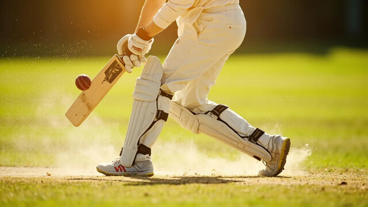 Cricket batsman in white kit playing a controlled cover drive during a Day ODI at an English ground