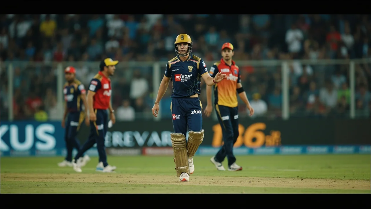 Cricket stadium at dusk with batters walking out, used as the hero visual for the IPL player profile signals guide